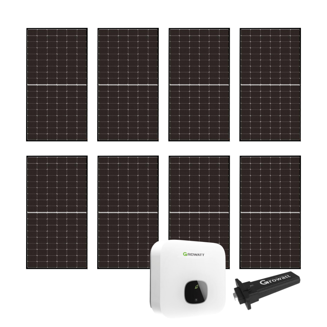 Solaranlage Set 3000 W Photovoltaik Anlage 8 Solarmodule, Hybrid-Wechselrichter und WLAN - Solarbatros